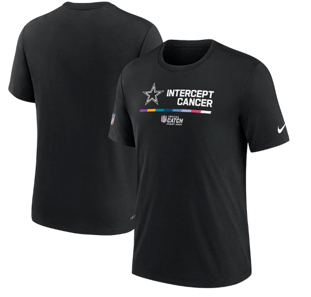 Men's Dallas Cowboys 2022 Black Crucial Catch Performance T-Shirt